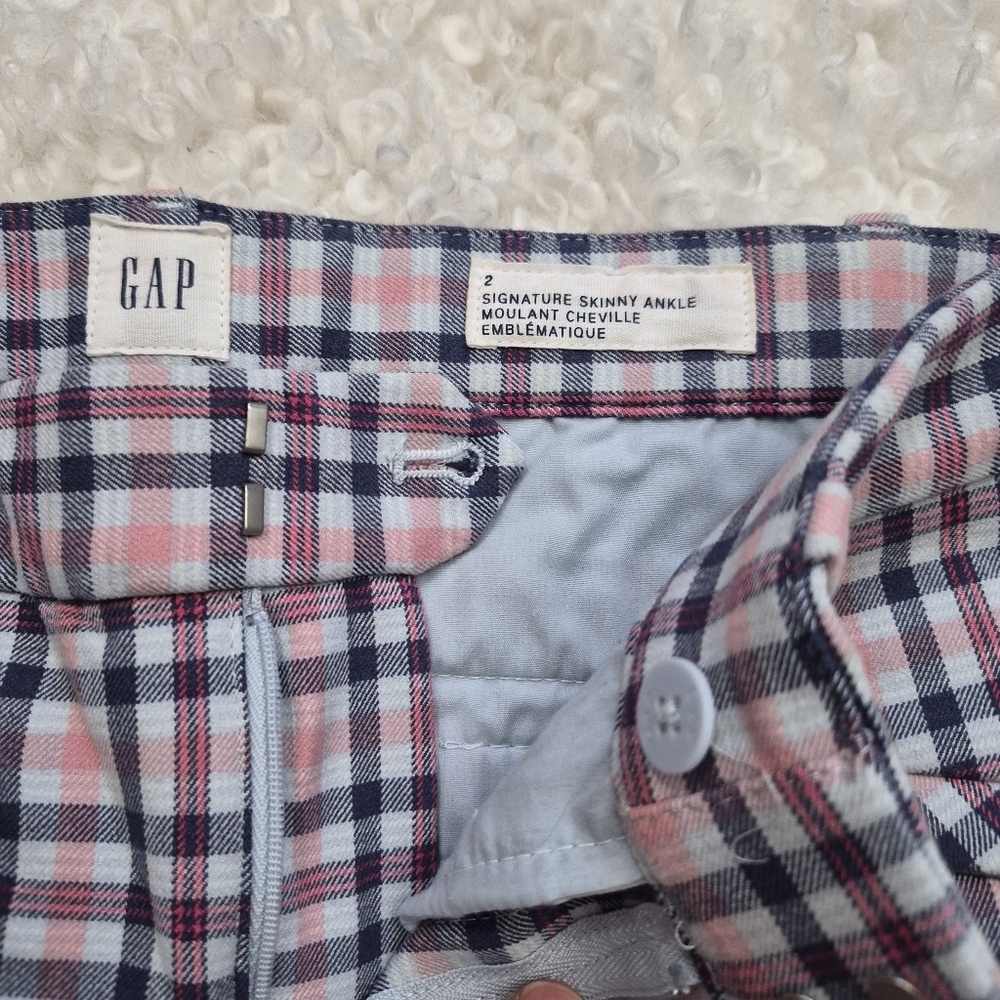 ​BNWOT Gap Signature Skinny Ankle Pants 2 Plaid Pink - Picture 7 of 11